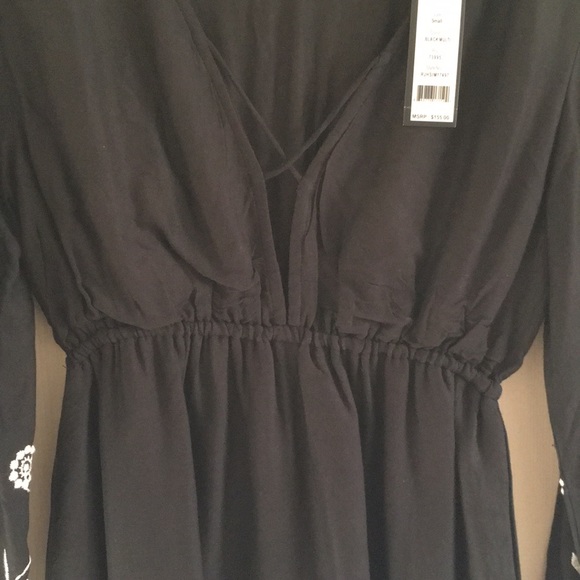 White & Black Embroidered Mini Dress - Picture 5 of 6